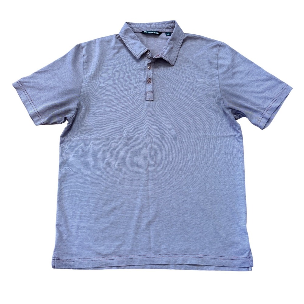 TravisMathew Polo Shirt Mens Purple Excellent Pima Cotton Stripe SIZE L